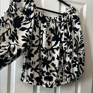 Black and White Floral Women's Top